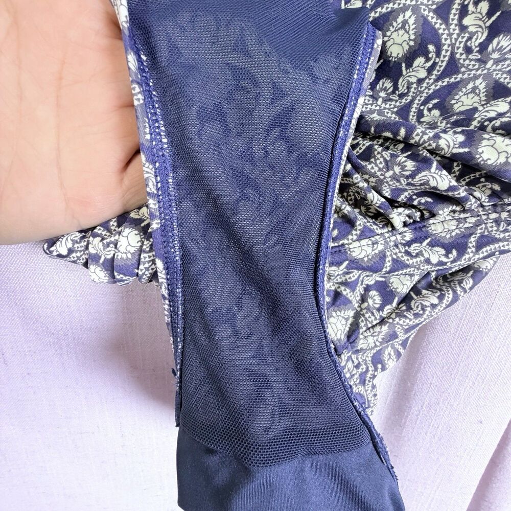 nip tuck tummy control ruched one piece swimsuit women size 8 blue medallion - Picture 6 of 8
